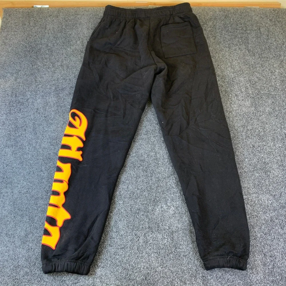 Sp5der Worldwide Sweatpants Mens Small Black Star Graphic Puff Atlanta Print
